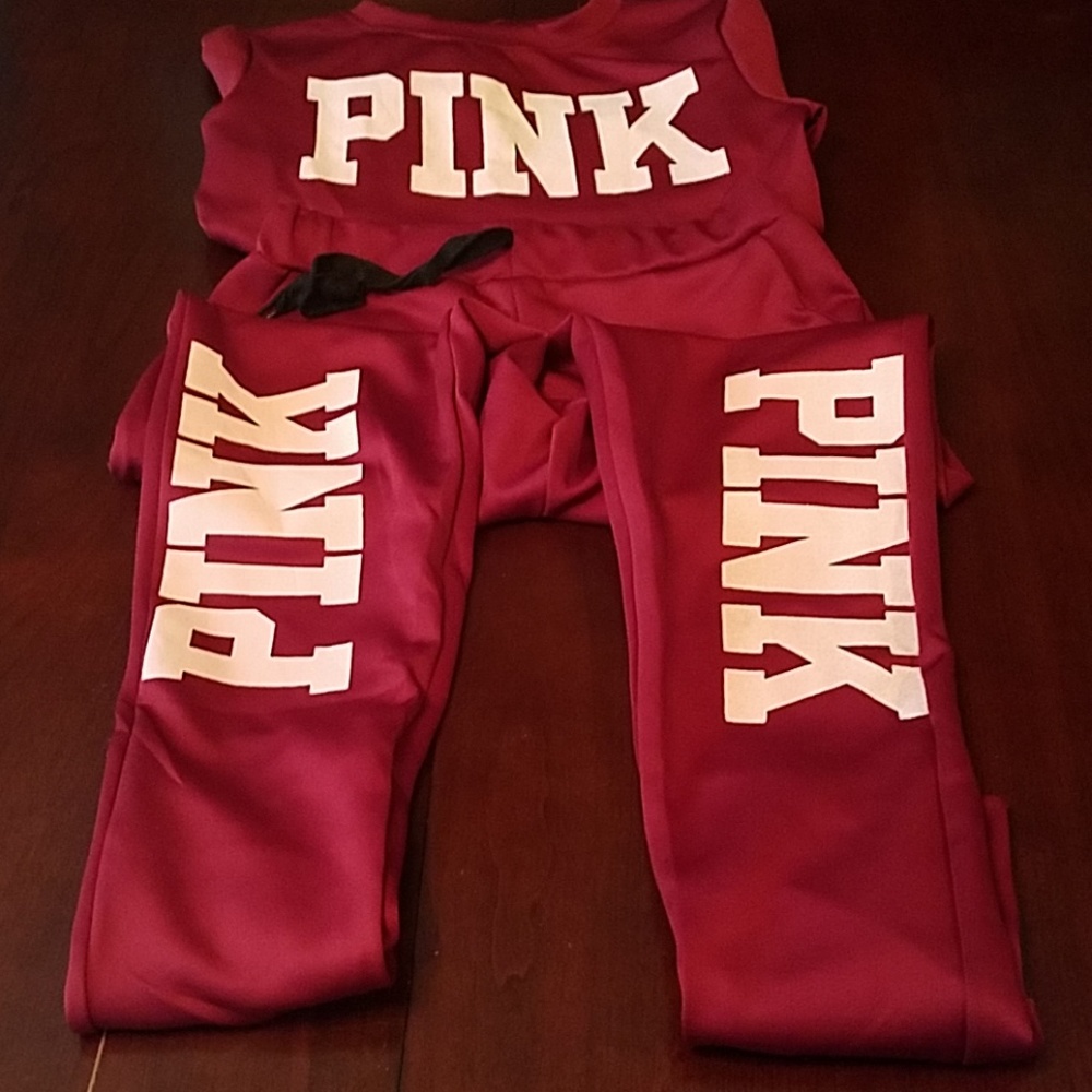 Burgandy two piece sweat suit